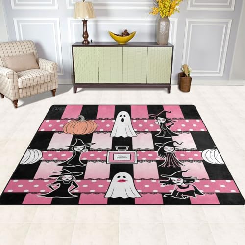 Large Rug 4x5 Comfy Carpet Living Room for High Traffic Areas in Living Room, Bedroom (4'x5' Natural)-Halloween Perfume Beauty Witch