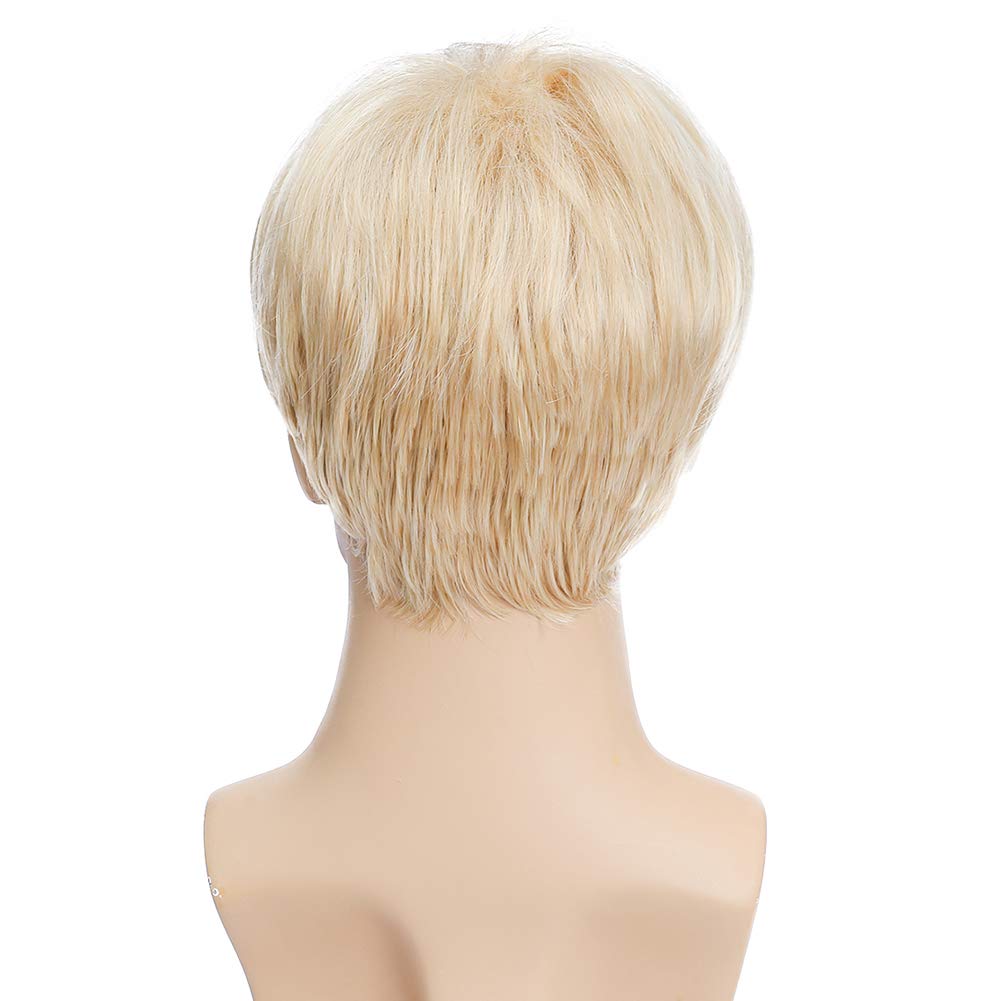 Kaneles Mens Blonde Wig Short Wig Natural Hair Replacement Synthetic Costume Halloween Hair Wigs (Light Blonde)
