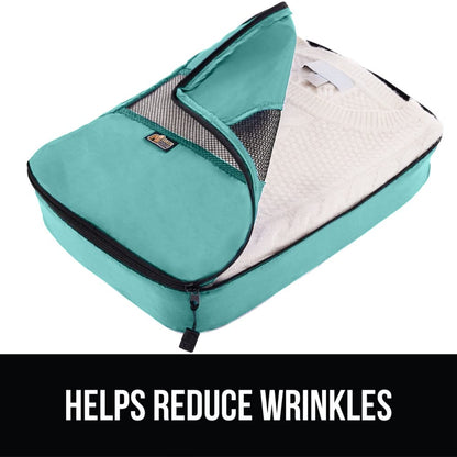 GORILLA GRIP Packing Cubes, Travel Essentials for Suitcase, Mesh Organizer Bags for Clothes Toiletries Shoes and Laundry, Luggage and Carry On Airplane Accessories, Traveling Must Have 3 Set Turquoise