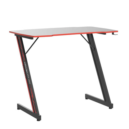 Gmaing Desk 35.4in PC Computer Desk Z Shaped Gaming Workstation Ergonomic Gaming Table with Headphone Hook for Home Office, Red