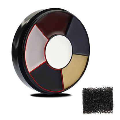 Go Ho Clown White Black Face Body Paint,6 Colors Wheel for Special Effects Zombie Makeup Kit,Halloween Professional Makeup Palettes with Sponge,Non Toxic