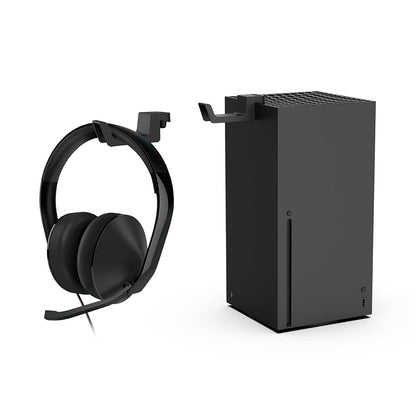 ECHZOVE Headphone Stand for Xbox Series X | Space-Saving Headset Holder/Mount with Non-Slip Clips | Series X Console Design Matching Accessory (Black)
