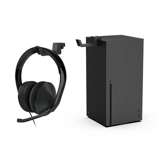 ECHZOVE Headphone Stand for Xbox Series X | Space-Saving Headset Holder/Mount with Non-Slip Clips | Series X Console Design Matching Accessory (Black)