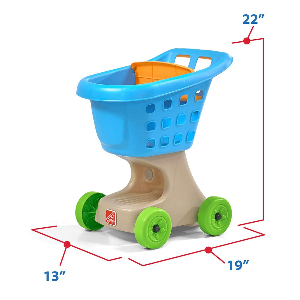 Step2 Little Helper's Shopping Cart for Kids, Play Grocery Cart, Made of Durable Plastic, for Toddlers 2+ Years Old, Blue