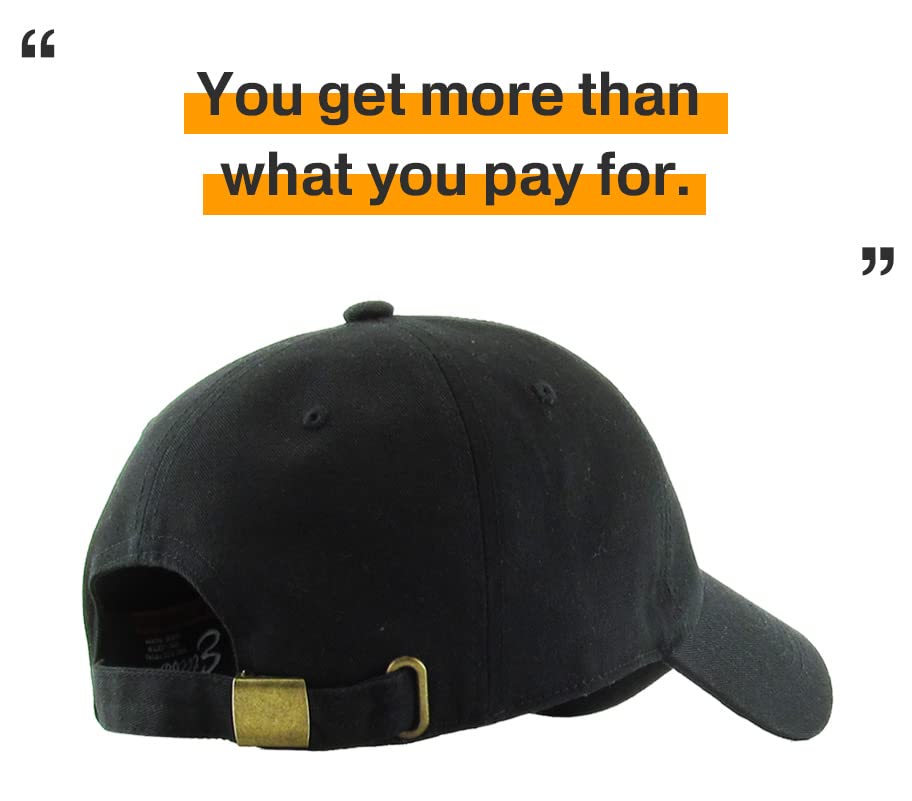KB-Low BLK Classic Cotton Dad Hat Adjustable Plain Cap. Polo Style Low Profile (Unstructured) (Classic) Black Adjustable