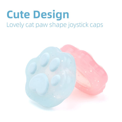 GeekShare Cat Paw Shape Thumb Grip Caps,Soft Silicone Joystick Cover Compatible with Switch/OLED/Switch Lite,4PCS (Glitter)
