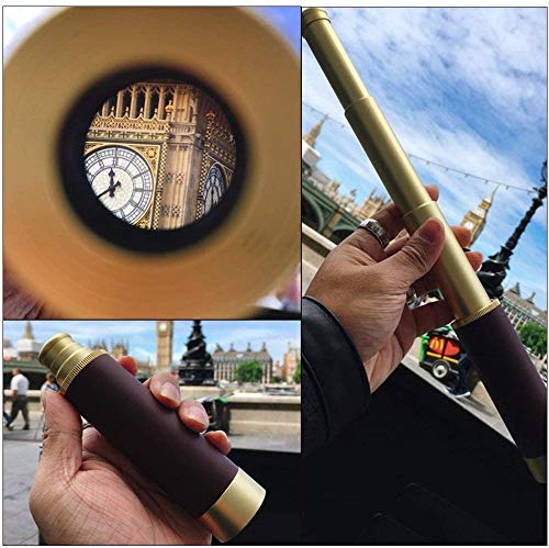 Laupha Retro Pirate Telescope Zoomable 25x30 Pocket Monocular Portable Collapsible BAK-4 Lens Captain Jack's Spyglass Handheld Telescope Vintage Telescope for Kids