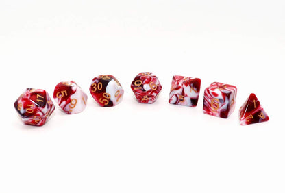 DND Dice Set Red Mix White Dice for Dungeon and Dragons D&D MTG 7-Die RPG Polyhedral Dice