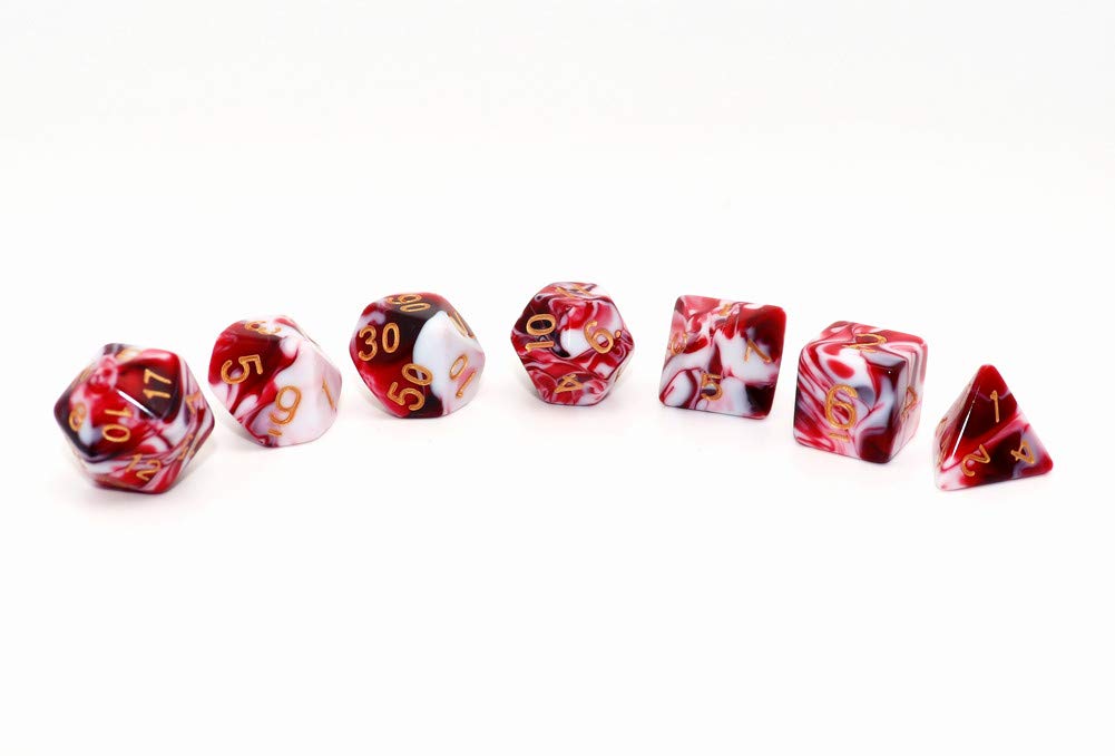 DND Dice Set Red Mix White Dice for Dungeon and Dragons D&D MTG 7-Die RPG Polyhedral Dice