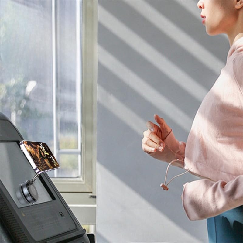 360° Foldable Vacuum Magnetic Phone Holder, Magnetic Car Phone Mount, Hands-Free Suction Cup Phone Holder for Smooth Surface/Car/Gym/Mirror/Tile-Black