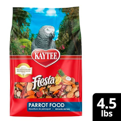 Kaytee Fiesta Parrot Food, Nutritious and Fun Blend, Supports Skin, Feather, Digestion, Brain and Heart Health, 4.5 pounds