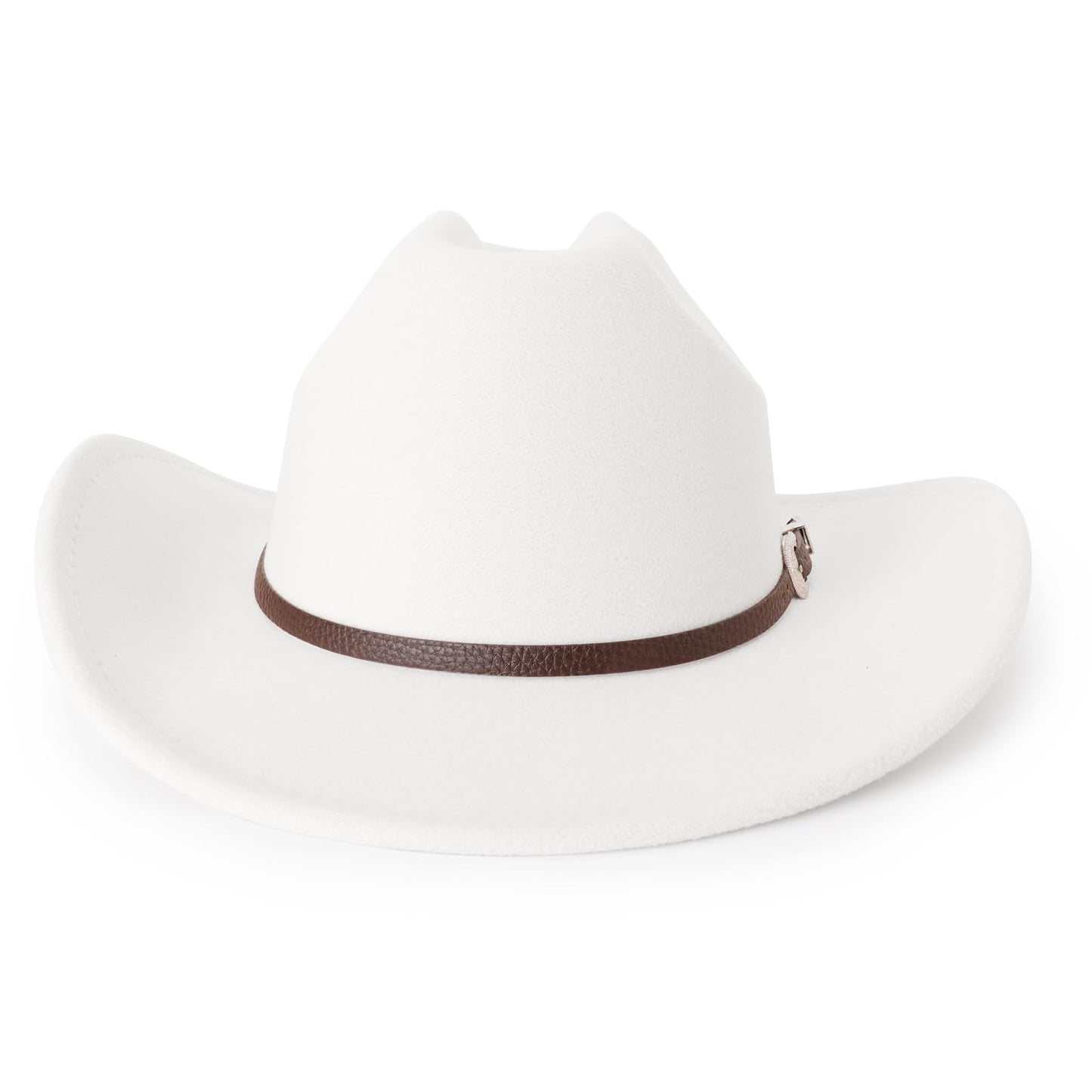 DRESHOW Classic Western Felt Cowboy Cowgirl Hat for Women Men Outdoor Wide Brim Belt Buckle Retro Panama Hat Unisex Rolled up Caps