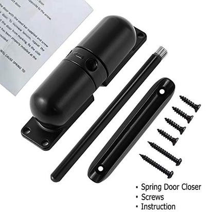 GOOKYO Door Closer Automatic Safety Spring Door Closer – Easy to Install to Convert Hinged Doors to Self-Closing– Black
