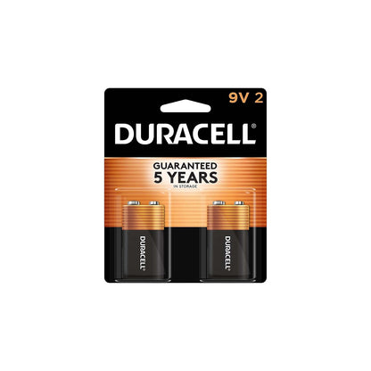 Duracell Coppertop 9V Battery, 2 Count Pack, 9-Volt Battery with Long-lasting Power, All-Purpose Alkaline 9V Battery for Household and Office Devices
