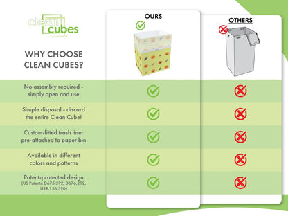 Clean Cubes 13 Gallon Disposable Pop-Up Trash Cans (3-Pack) with Fitted Bags – Foldable Garbage & Recycling Bins for Parties, Events & Kitchen (Halloween, 17" H x 13.5" W x 10" D)