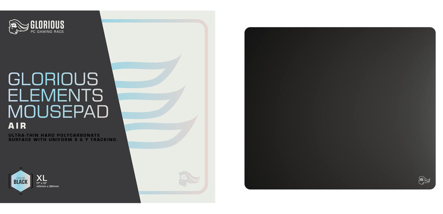 Glorious Elements Air Mousepad - XL Hard and Ultra Thin Polycarbonate Flexible Surface Large Gaming Mouse Pad 15"X17" Extended Hard Mousepad (Helios) (GLO-MP-ELEM-AIR)