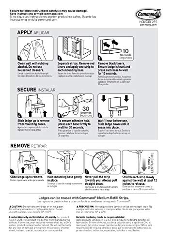 Command Display Ledges, Holds up to 2 lb, Slate, 2 Ledges with 8 Medium Command Strips, Damage Free Hanging Floating Shelf with Adhesive Strips, Personalize Living Room, Bedroom, Kids Room or Office