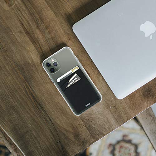 WUOJI RFID Blocking Phone Card Wallet - Double Secure Pocket - Ultra-Slim Self Adhesive Credit Card Holder Card Sleeves Phone Wallet Sticker All Smartphones(Black)-2PC