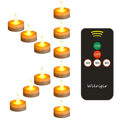 LED Remote Tea Lights with Timer,Electric Fake Candles,Flickring Amber Flameless Votive Lights,Tealight Candles for Wedding and Home Decoration,Pack of 12