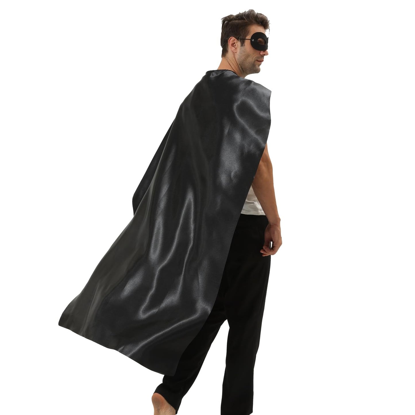 Kidsfere Adults Superhero Cape and Mask for Man Woman Halloween Vampire Cape Costume (BLACK)