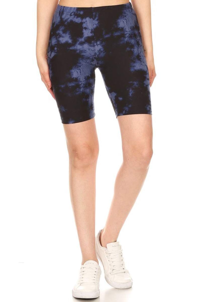 Leggings Depot LBK-R954-M Velvet Tie Dye Printed Biker Shorts, Medium