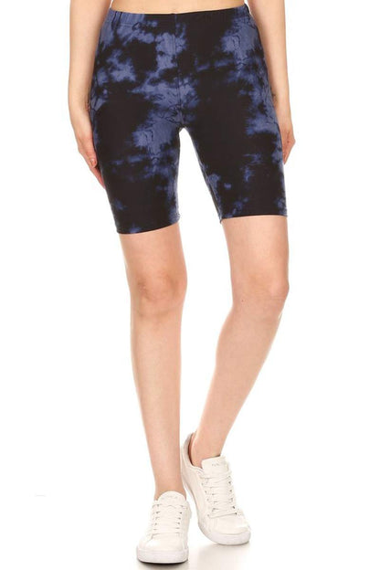 Leggings Depot LBK-R954-M Velvet Tie Dye Printed Biker Shorts, Medium