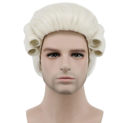 karlery Judge Colonial Wig Man Long Wave Beige Wig for Halloween Costume Cosplay Party