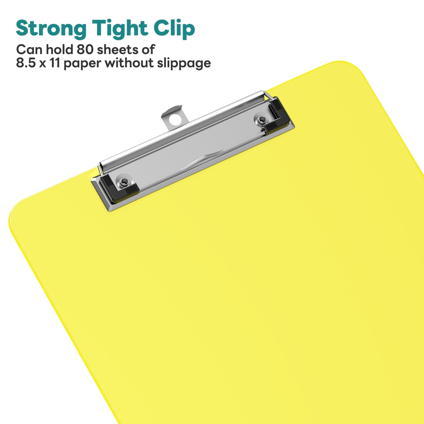 Juvealoe A4 Plastic Clipboard, 8.5 x 11 Yellow Colored Clip Boards with Low Profile Clip, Letter Size for Classroom, Teacher, Students, School & Office Supplies