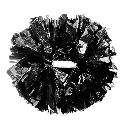 Hooshing 6PCS Pom Poms Cheerleading Black Cheer Pom Poms with Plastic Handle for Team Spirit Sports Dance Cheering Kids Adults