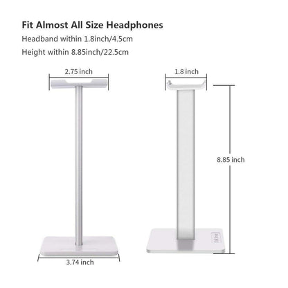 Headphone Stand Headset Holder Gaming Headset Holder with Aluminum Supporting Bar Flexible Headrest Anti-Slip Earphone Stand for All Headphones, White