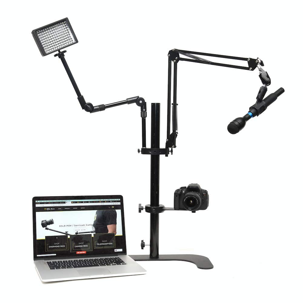 Glide Gear DST100 Desktop Tabletop C-Stand Studio Podcast Live Streaming Meeting Selfie Live Multi Mount Video Camera Light Stand