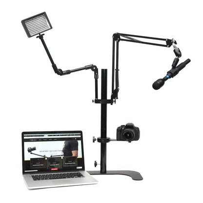 Glide Gear DST100 Desktop Tabletop C-Stand Studio Podcast Live Streaming Meeting Selfie Live Multi Mount Video Camera Light Stand