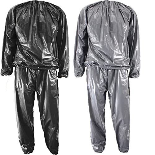 Heavy Duty Sauna Suit Men Women Weight Loss Exercise Slimming Gym Fitness Workout Anti-Rip Sweat Suit (Black, M)
