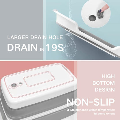 CYANOE Collapsible Pet Bathtub with Water Drain Plug, Foldable Bathtub for Puppy Small Dogs Cats, Portable & Space Saving Design, BPA Free, Grey