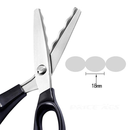 Fabric Pinking Shears, Professional Stainless Steel Handled Scissors, Black, 18mm Scalloped Blade