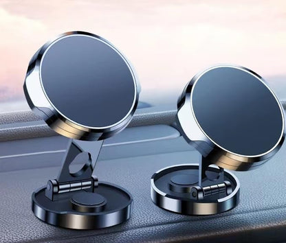 Universal Magnetic Phone Holder for Car Dashboard Folding Magnetic 360° Rotating Car Mount for All Smartphones Silver