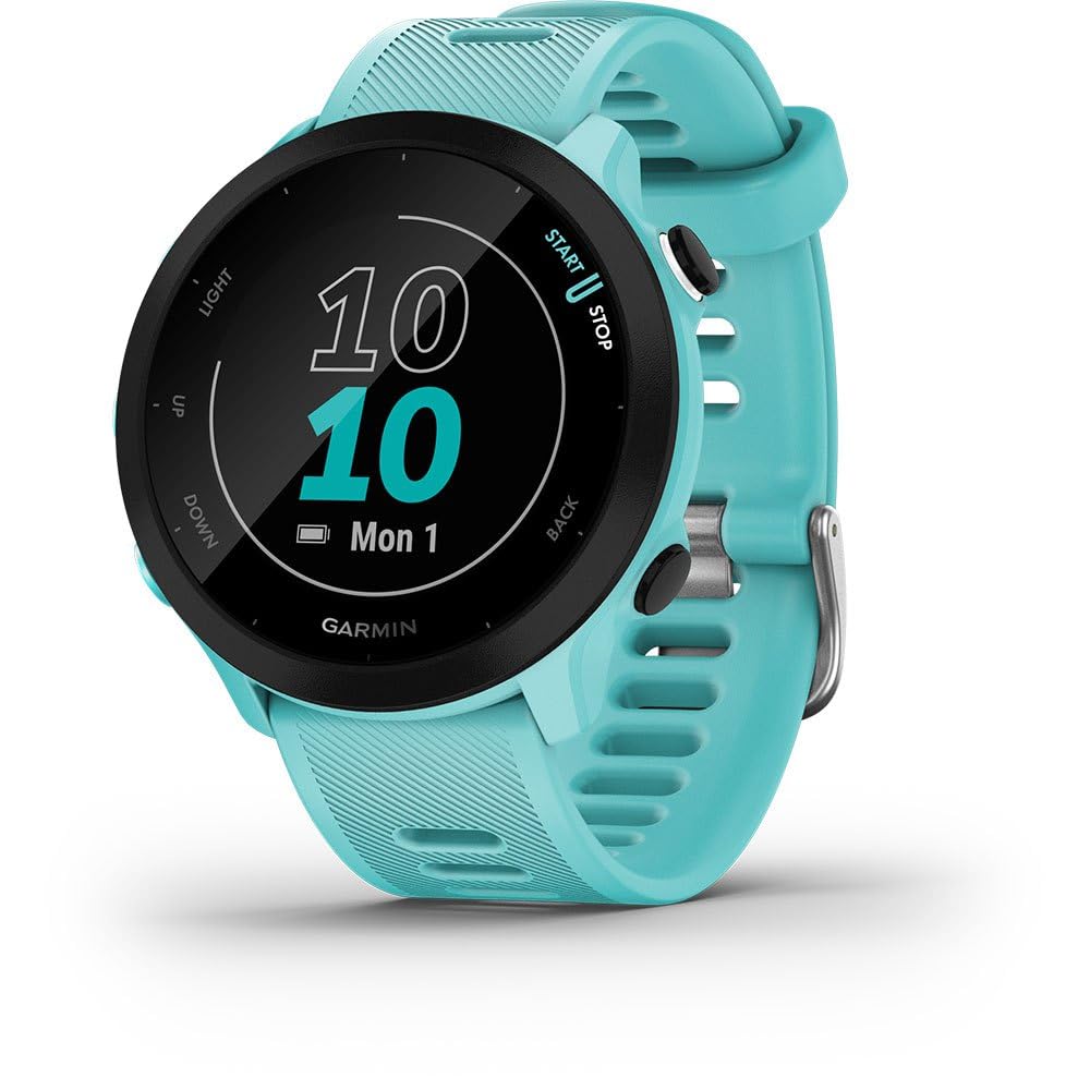 Garmin Forerunner 55 Music GPS 46mm Running Smartwatch, Lightweight, Music Storage, Advanced Training & Insights, Safety & Tracking Features, up to 14 Days Battery Life, Whitestone