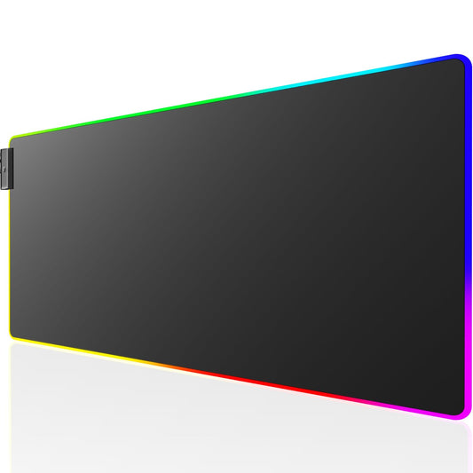 KTRIO RGB Large Gaming Mouse Pad with Stitched Edges, Superior Micro-Weave Cloth, Non-Slip Base, Water Resist Coating, 31.5 x 11.8 in, RGB Black