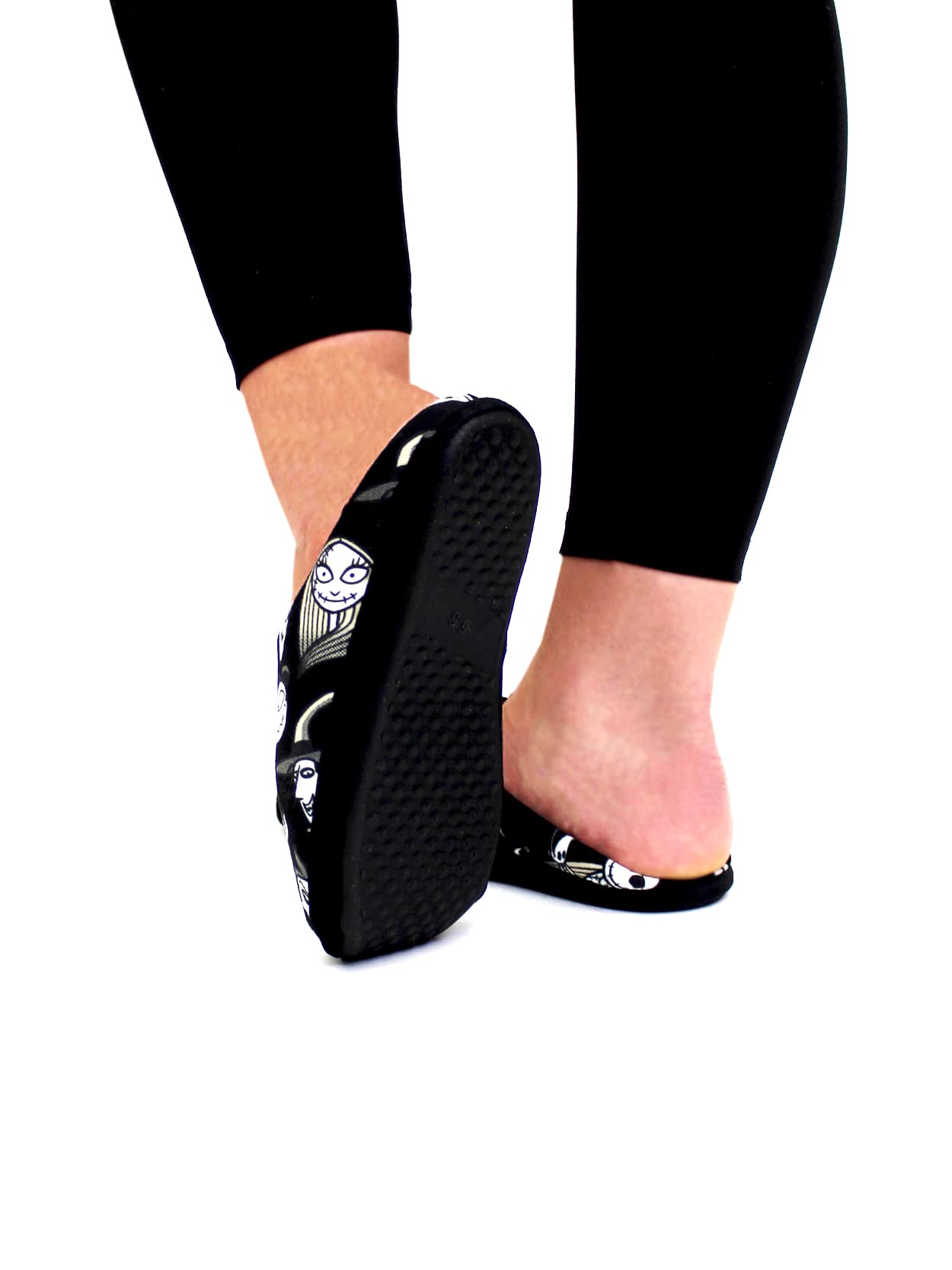 Disney The Nightmare Before Christmas Jack Sally Adult Women's Scuff Slide On Slippers (Small, Black)