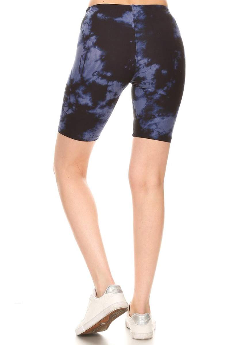 Leggings Depot LBK-R954-M Velvet Tie Dye Printed Biker Shorts, Medium