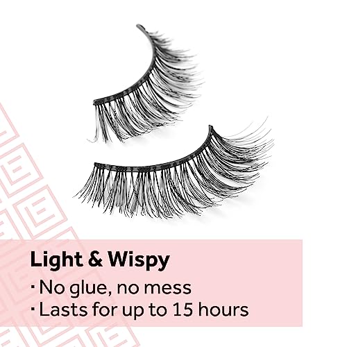 Eylure Press On Pre-Glued False Eyelashes, Wispy Light Texture Lash, No.117, 1 Pair
