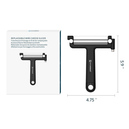 KITCHENDAO Adjustable Wire Cheese Slicer Cutter, 50% Stronger Wires with 2nd Gen Wire Fixing Mechanism, Adjustable Hand-Held Wire Cheese Cutter, Quick Replacement, Dishwasher Safe, with 3 Extra Wires