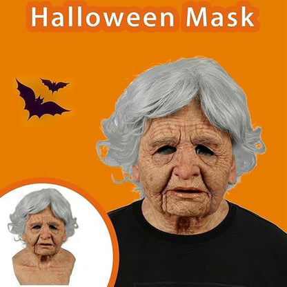 Kapihi Halloween Mask Realistic Old Man Mask Creepy Human Latex Mask,Scary Wrinkle Halloween Cosplay Costume Mask Party Props