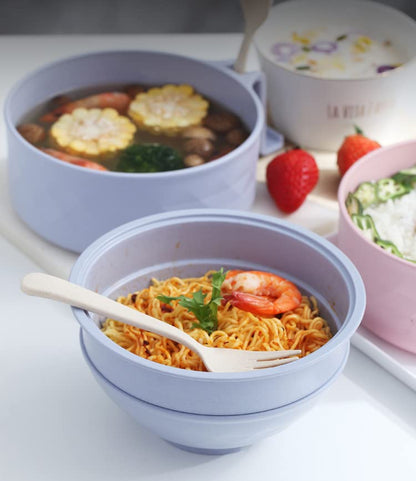 Layron Ramen Cooker Ramen Bowl Set with Chopsticks Microwave Noodle Bowl College Dorm Room Essentials for Girls for Boys Apartment Essentials-Blue