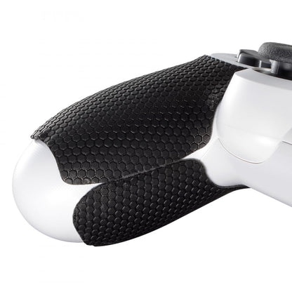 eXtremeRate Black Anti-Skid Sweat-Absorbent Controller Grips for ps4 Controller, Professional Textured Soft Rubber Handle Grips for ps4 Slim Pro Controller - Improve The Grip and Comfort