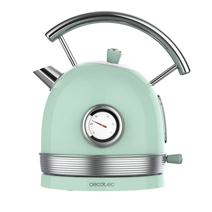 Cecotec ThermoSense 01483 Electric Kettle 420 Light Green. 1.8 Litre Capacity, 2200 W, Temperature Measurement, Base 360 Degrees, Stainless Steel, Vintage Style, Green