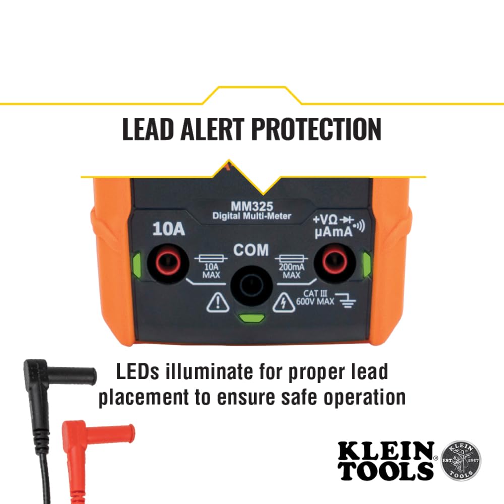 Klein Tools MM325 Multimeter, Digital Manual-Ranging 600V AC/DC Voltage Tester, Tests Batteries, Current, Resistance, Diodes, and Continuity