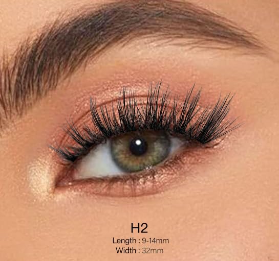 Happy Heartbeat 3D False Eyelashes Spiky Wispy Natural Cat Eye Manga Fluffy Soft Faux Mink lashes Reusable Short Fake Lashes 10 Pairs(H2)