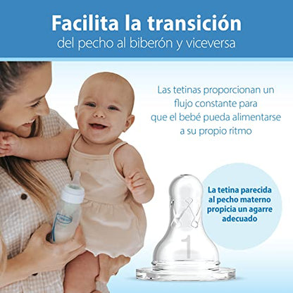 Dr. Brown's Natural Flow Anti-Colic Options+ Narrow Baby Bottle, 2 oz/60 mL, with Preemie Flow Nipple, 0m+, 4 Pack