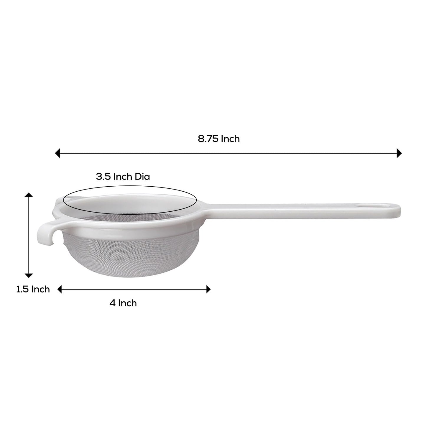 HIC Kitchen Double-Ear Fine Mesh Strainers, BPA Free, Set of 4 Sizes Includes 3, 4, 5.5, and 7-Inch Diameter